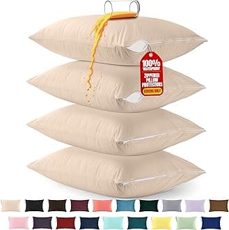 Utopia Bedding Premium 100% Waterproof Pillow Protectors with Zipper King Size (Set of 4), Bed Bug and Dust Mite Proof Zippered Pillow Covers, Pillow Encasement Cases, Beige