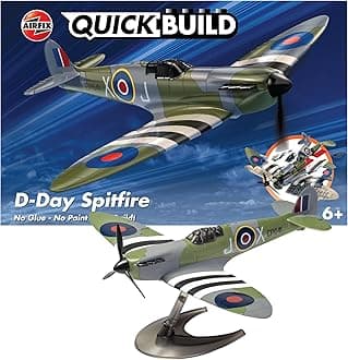 J6045 Quickbuild Model Airplane Kits for Adults & Kids - D-Day Spitfire - Fighter Jet Plastic Model Kits, Block Building Sets, Snap Together Aircraft Models, Engineering Toys for Gifts