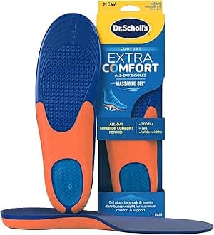 Dr. Scholl’s Extra Comfort Support Insoles Men, Size 8-14, 1 Pair: All-Day Comfort Shoe Inserts with Massaging Gel for Big & Tall Men, 200lbs+, Wide Feet - Arch Support Inserts for Men, Trim to Fit