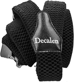 DecalenMens Braces with Very Strong Clips Heavy Duty Suspenders One Size Fits All Wide Adjustable and Elastic Y Style