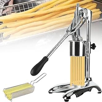 Fried Chips Squeezer Extruder, French Fry Cutter, Potato Strips Machine,30cm Manual Long French Fries Maker, 12 Holes Fried, Potato Slicer Fry Cutter with Fried Basket