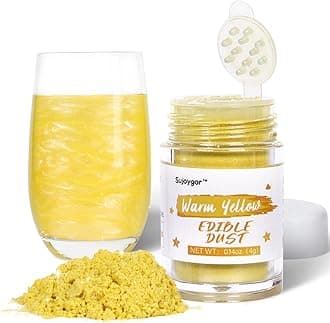 Yellow Edible Glitter for Cocktails, Sujoygar 4g Luster Dust Edible Drink Glitter Shimmer Powder for Cake Decorating Baking Fondant Chocolate Strawberrie Food Garde