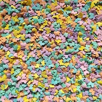 Homankit Multicolor Butterflies Sprinkles Mixed Sugar Cake Cupcake Toppers Cookie Dessert Ice Cream Donut Decoration 2.47 Ounce