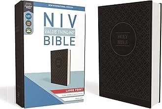 NIV, Value Thinline Bible, Large Print, Leathersoft, Gray/Black, Comfort Print