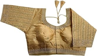 Women's Readymade Blouse Embroidery Multi Coding Gold Thread Indian Ethnic Designer Stitched Readymade Saree Half Sleeve Blouse for Women for Saree Lehenga Choli