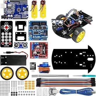 LAFVIN Smart Robot Car 2WD Chassis Kit with Ultrasonic Module R3 Board,Remote Compatible with Arduino IDE DIY Kit