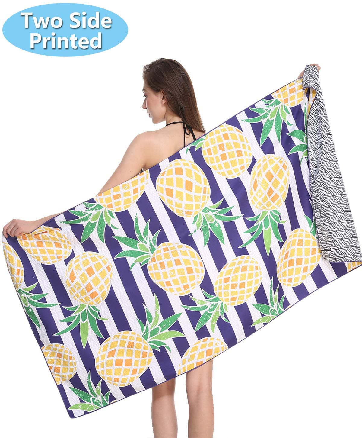 Sand Proof Microfiber Beach Towels – Quick Fast Dry Beach Towel Oversized Compact Blanket for Outdoor Travel Swim Pool Camping Sand Free Lightweight Personalized