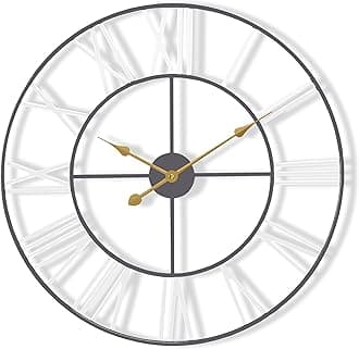 Sorbus Large Wall Clock for Living Room Decor – Easy to Hang 12-Inch Big Wall Clock – Metal Wall Art for Kitchen, Bedroom, Home, Office – Analog Decorative Wall Clock (White)