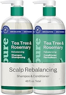 Renpure Tea Tree & Rosemary Shampoo & Conditioner Set, Plant Based - Refreshes & Rebalances Hair and Scalp - For Oily/Normal Hair - Tea Tree Leaf Oil, Rosemary Leaf Extract - 24 Fl Oz each, 2 Pack