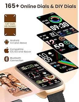 Fitness Tracker, 24/7 Heart Rate Monitor Watch, 1.47" Fitness Watches for Women with 24 Sport Modes, Androdi Smart Watches for Women/Men, IP68 Step Tracker, Pedometer, Gift