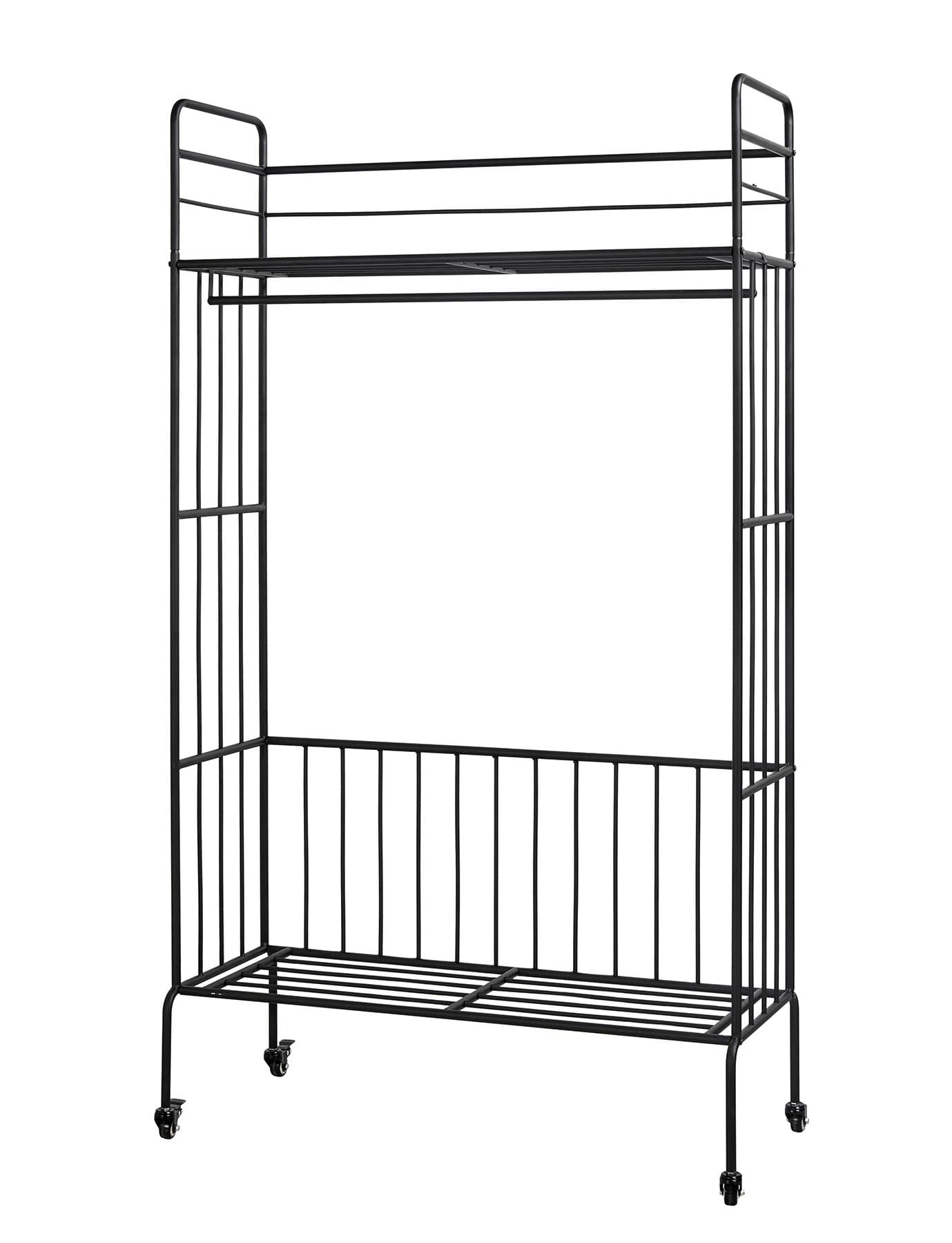 NEUN WELTEN Classics Rolling Wardrobe Closet Organizer System Rack 39.4" L x 16.5" W x 70.9" H (Black)