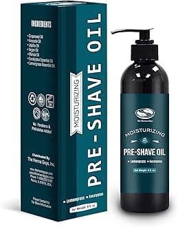 8 fl. Oz Lemongrass & Eucalyptus Pre Shave Oil for Men, Premium Pre Shave Oil, Excellent Shaving oil for Men with Sensitive Skin, Prepares for a burns free Shave, Works with Straight or Safety Razor