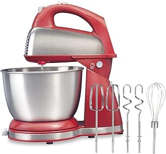 Classic Stand and Hand Mixer, 4 Quarts, 6 Speeds with QuickBurst, Bowl Rest, 290 Watts Peak Power, Red (64654)