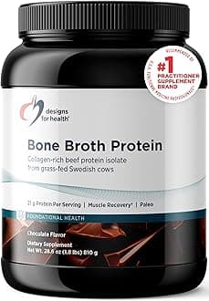 Designs for Health PurePaleo Collagen Protein Powder - 21g HydroBEEF Bone Broth Protein Supplement with Collagen Peptides + BCAAs - Chocolate, Non-GMO, Dairy-Free + Gluten-Free (30 Servings / 810g)