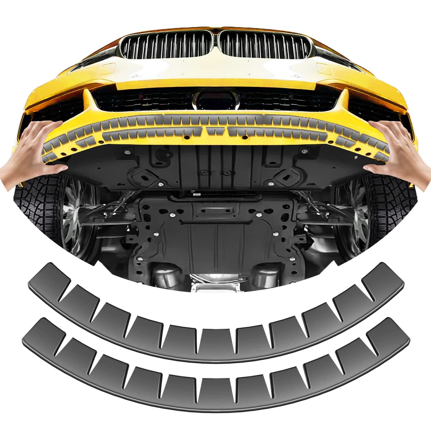 Car Front Bumper Scrape Guard 2 Pack Universal Black Bumper Lips Scrape Guard Car Under Bumper or Anti-Scratch DIY Car Bumper Protector for Lowered Cars, Sport Cars and SUV