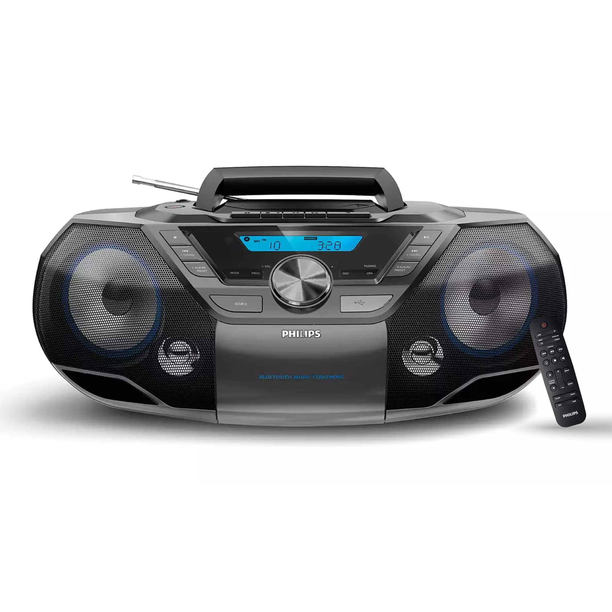 Portable CD Player Boombox Bluetooth with Cassette Player All in one Powerful Stereo Boom Box CD Player for Home Mega Bass Reflex Speakers, Radio/USB/MP3/AUX Input with Backlight LCD Display