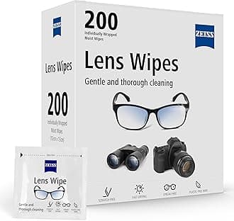 Lens Wipes, Lens Cleaner for Glasses, Cameras & Binoculars,Individually Packed Single Use Disposable Cloths in Sachets, for Handy and Portable Spectacle Cleaning On The Go, 200 Count (Pack of 1)