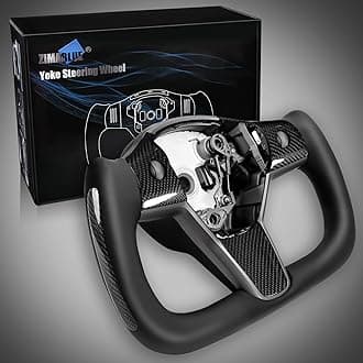 ZIMABLUE Yoke Steering Wheel for Model 3/Y-2017-2023 Real Carbon Fiber Steering Wheel with Heating Function Compatible with Tesla Model 3 Y