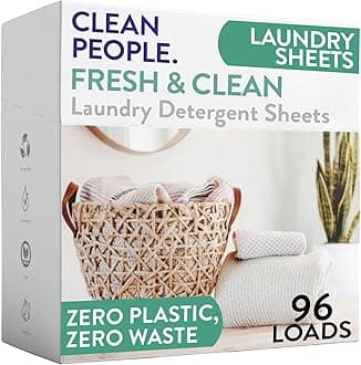 – Clean People Laundry Detergent Sheets - Recyclable Packaging, Hypoallergenic, Stain Fighting - Ultra Concentrated, Laundry Soap - Fresh Scent, 96 Pack