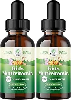Liquid Multivitamin for Kids Immunity Support - Yummy Toddler Multivitamin Supplement with a C D3 E B6 and D3 Liquid Vitamins for Kids of All Ages - High Absorption 2Fl Oz (Pack of 2)