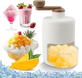Manual Shaved Ice Shaver, Portable Snow Cone Maker Machine with 2 Ice-Trays, Small Hand Operated Crank Slushy-Maker Machine, Ice Crusher for Snow Cones, for Outdoor Picnics