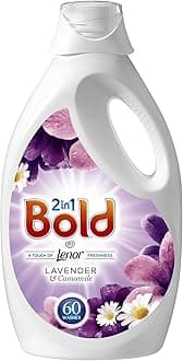 Bold 2-in-1 Washing Liquid, 3 Litre, Lavender and Camomile, Pack of 3, Total 180 Washes