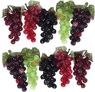 Fake Grapes Artificial Fruit Mini Grapes Clusters for Home House Kitchen Party Wedding Decor (10, 5 Color)