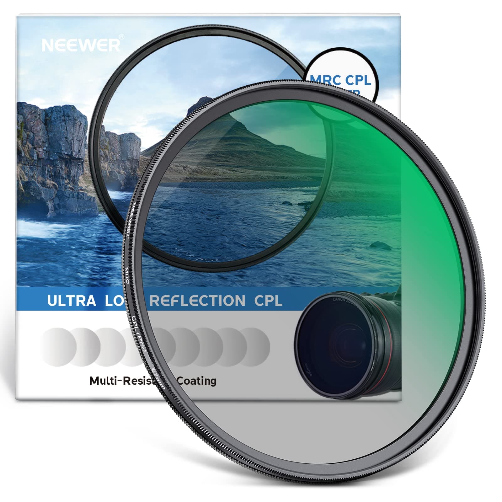 NEEWER 67mm PL Filter, Circular Polarizing Filter, HD Optical Glass, 30 Layer Nano Coating Polarizing Film, Enhance Contrast, Eliminate Reflection, Reduce Glare, Ultra Thin Lens Filter