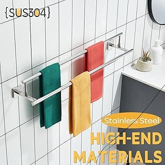 KOKOSIRI Towel Holder Polished Chrome 32-Inch Bathroom Double Bath Towel Bars Kitchen Rack Wall Mounted Stainless Steel B5009CH-L32