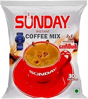 Instant Coffee Mix 3 in 1 Sachets, Premix, Non-Dairy (Sunday Coffee 10 Sachets) 250 Grams
