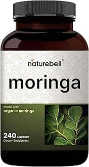 NatureBell Moringa - 240 Capsules - Organic Moringa for Immune, Energy & Skin Health Support* - Green Superfood Properties