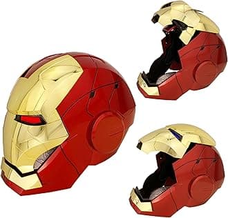 Autoking Iron-Man MK 5 Helmet with Jarvis Voice & Remote&Touch Controlled Open/Close Mask, 1:1Adult Wearable Super Hero Mask&Movie Prop .Ideal Gift for Halloween&Birthdayand&Christmas（Golden）