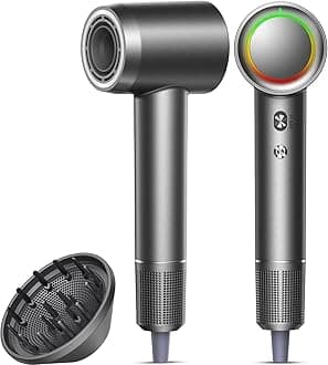 Hair Dryer, 160000 RPM Professional High-Speed Blow Dryer 500 Millions Negative Ionic Care Hair Dryer for Fast Drying, Low Noise Thermo-Control Hairdryer, Travel with Diffuser, Gray