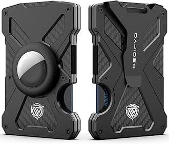 OARIDEY Minimalist Wallet for Men- Slim Aluminum Metal Money Clip Wallet with Clear ID Card Holder, Carbon Fiber Wallet, RFID Blocking,Holds up 15 Cards with Cash Clip,Ultra-Thin Tactical Wallet