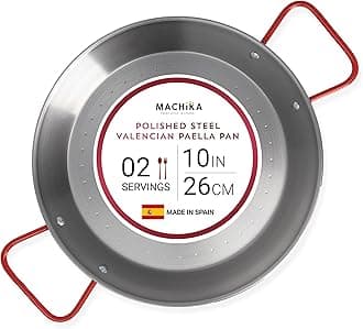 Machika Carbon Steel Skillet Pan for Paella | Perfect for Outdoors, Camping, Parties, and More | 2 Servings | 10 Inches