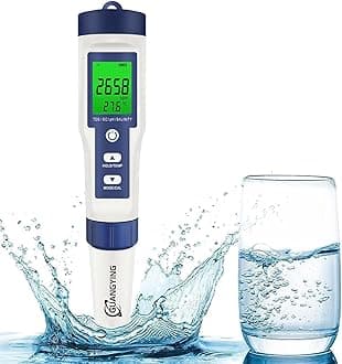 – Guangying 5 In 1 Ph Meter,Ph/Tds/Ec/Salinity/Temp Meter For Water, High Accuracy Water Testing Kits Drinking Pools, Fish Tank, And Hydroponics,With 3 Buffer Powders