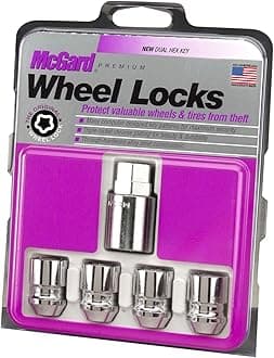 McGard 24157 Chrome Wheel Lock Set, Cone Seat, M12x1.5 Thread, 13/16 Key Hex