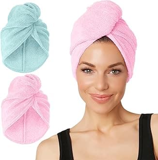 2-Pack Extra Long Microfiber Hair Towel for Beauty, Travel, Gifting - Hair Wrap Turban for Long & Thick Hair - Premium Personal Care - Pink&Mint