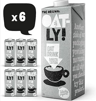 Oatly Oat Milk Barista, Pack of 6, Gluten-Free, Dairy-Free, Sugar-Free, Vegan, High Fibre, Calcium Rich 1000ml