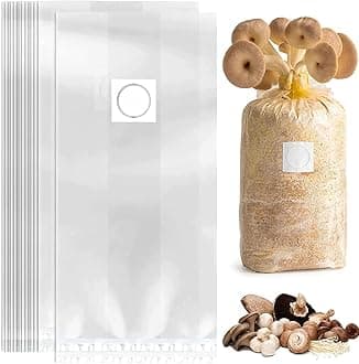 50 Pack Heavy Duty Mushroom Grow Bags - 6 Mil Polypropylene Substrate Bags, Large Size 8" X 5" X 20" for Cultivation, Spawn, and Sawdust Fruiting Blocks