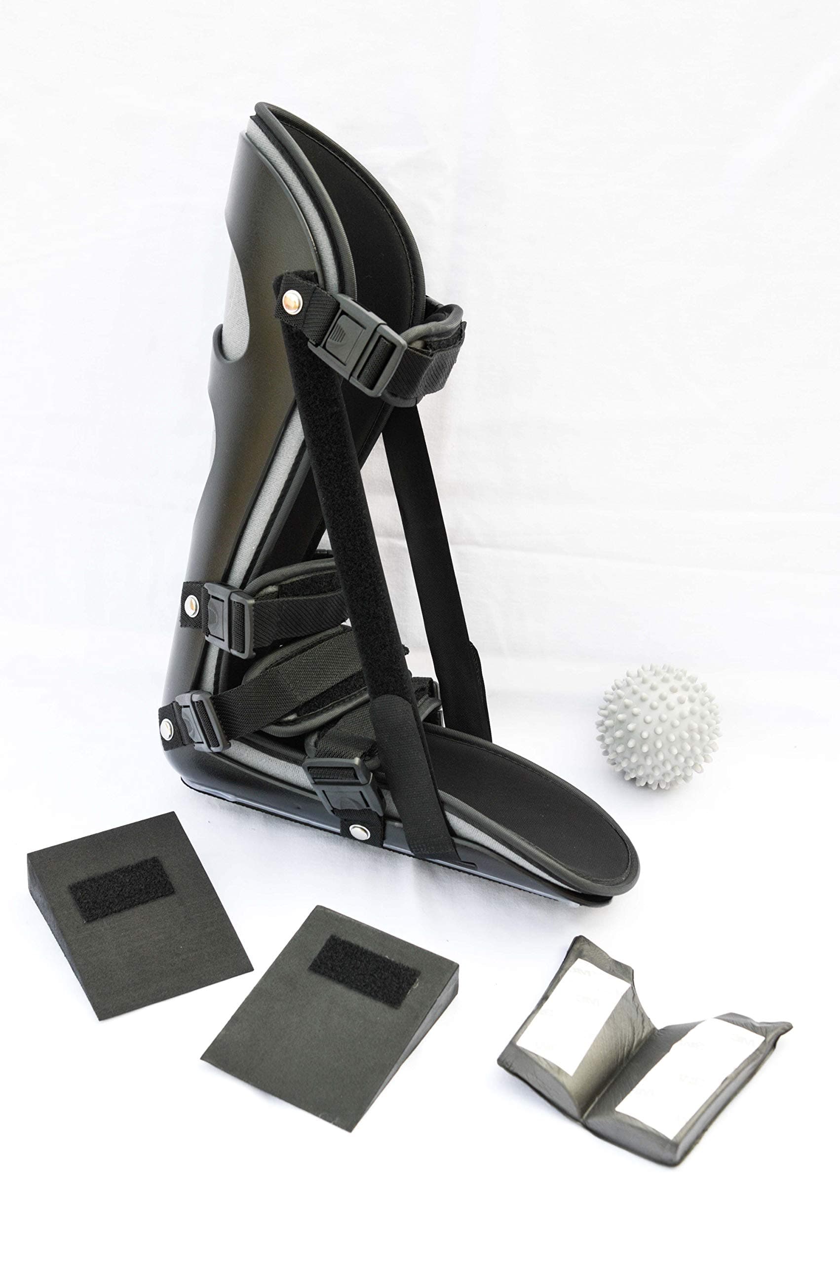 StrictlyStability Plantar Night Boot with 4 Straps, Double Sided Buckles, 2 Stretch Wedges & Massage Ball (Large)
