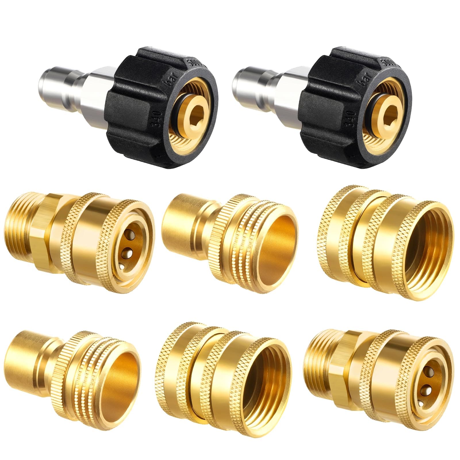 Twinkle Star Pressure Washer Adapter Set, Quick Disconnect Kit, M22 Swivel to 3/8'' Quick Connect, 3/4" to Quick Release