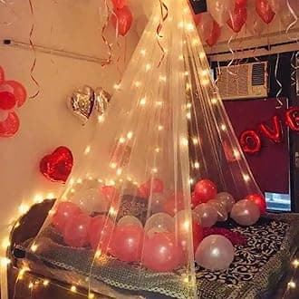 Party Propz Net Curtains White Decoration Net For Romantic Dinner, Anniversary, Birthday Party Celebration and Valentines Day Or Cabana Tent Decoration For Your Loved Ones