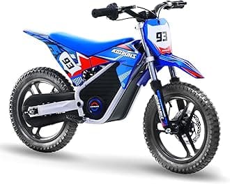 36V Electric Dirt Bike for Kids 5-10, High Performance 350W Racing Grade Motorcycle, Up to 18.6MPH, 3 Speed Settings, 14-Inch Off-Road Tires, Dual Disc Brakes & Advanced Shock Absorption, Blue