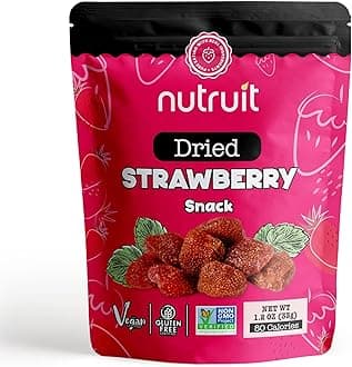 Dried Strawberry Snack (Pack of 20) No Added Sugar, Healthy Fruit Snacks, Fresh, Vegan, Gluten Free, Non GMO, Plant Based, High Fiber, 1.1 oz Packs