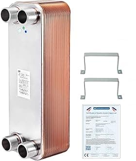BestEquip Heat Exchanger 3"x7.5" 40 Plates Brazed Plate Heat Exchanger 316L 3/4" MPT Heat Exchanger B3-12A Beer Wort Chiller for Hydronic Heating