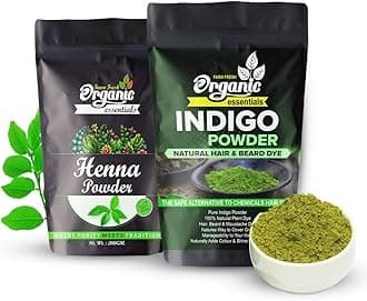 Indigo Powder & Henna Powder Combo For Hair Black – Natural Hair & Beard Dye/Color Treatment, Pure And Chemical-Free For Healthy