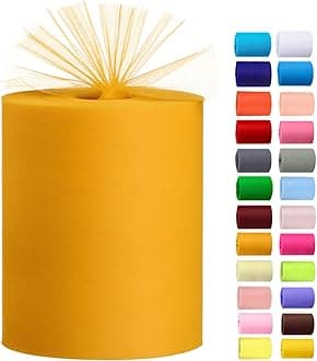 Tulle Rolls 6” by 100 Yards (300 feet) Tulle Roll Spool Fabric for DIY Tutu Skirts Wedding Baby Shower Crafts Decorations Party Supplies (Gold)