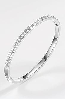 18K Gold Plated Stainless Steel Openable Crystal Bracelet | Cuff Bangle | Friendship Couple Wedding Gifts for Mother Sister Wife Girlfriend | Anti Tarnish Jewellery