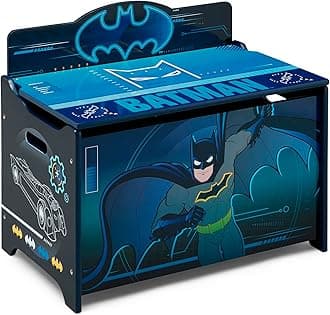 Delta Children Batman Deluxe Toy Box - Greenguard Gold Certified, Black/Blue